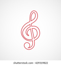 Treble Clef Red Icon On White Background