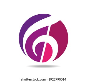 Treble clef in a round colorful background. Joy and music