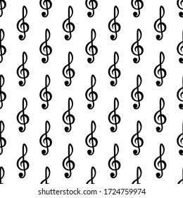 Treble clef seamless vector pattern on a white isolated background