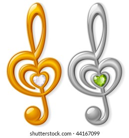 Treble Clef In The Shape Of Heart