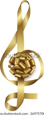  treble clef shaped ribbon with gold bow