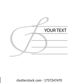 Treble clef and sheet music. Space for text. Vector flat illustration