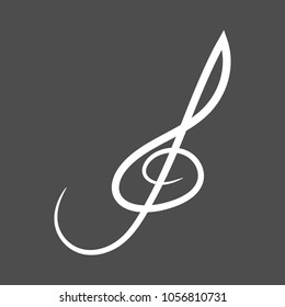 Treble clef sign. Melody symbol. Vector icon.