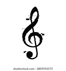 Treble Clef Silhouette On White Background Musical Symbol Illustration