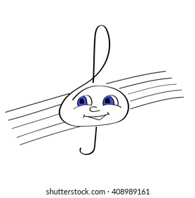 Treble clef. Smile. Funny treble clef. 