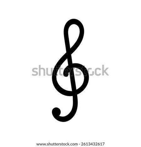 Treble clef symbol, classical music note vector elements. Hand drawn doodle style illustration