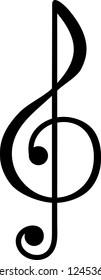 Treble clef symbol vector illustration in black and white