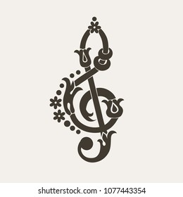 Treble Clef vector clip art fantasy musical symbol modern image
