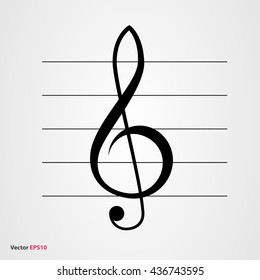 Treble clef vector icon