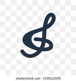 Treble clef vector icon isolated on transparent background, Treble clef transparency concept can be used web and mobile