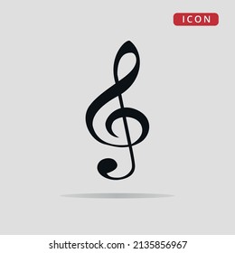 Treble clef vector icon, musical note, flat icon.