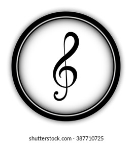 treble clef - vector icon; round  button with shadow