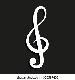 treble clef -  vector icon with shadow