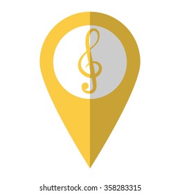 treble clef - vector icon;  yellow map pointer