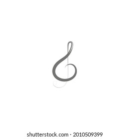 Treble clef, vector illustration. Musical symbol icon. Ink hand-drawn treble clef isolated on white. Logo design element. Calligraphic treble clef.