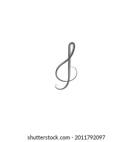 Treble clef, vector illustration. Musical symbol icon. Ink hand-drawn treble clef isolated on white. Logo design element. Calligraphic treble clef.