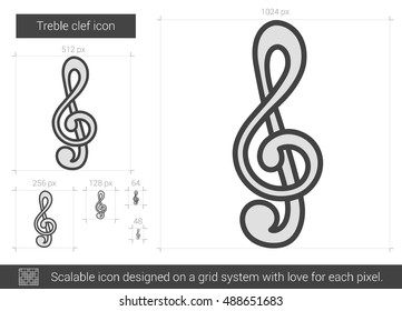 Treble clef vector line icon isolated on white background. Treble clef line icon for infographic, website or app. Scalable icon designed on a grid system.