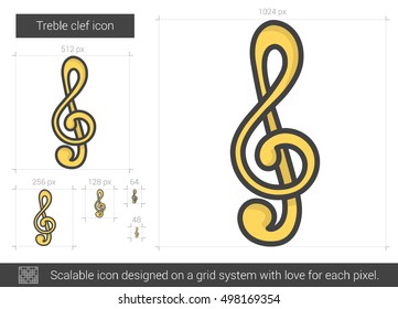 Treble clef vector line icon isolated on white background. Treble clef line icon for infographic, website or app. Scalable icon designed on a grid system.
