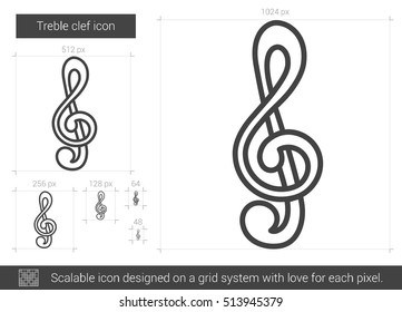 Treble clef vector line icon isolated on white background. Treble clef line icon for infographic, website or app. Scalable icon designed on a grid system.
