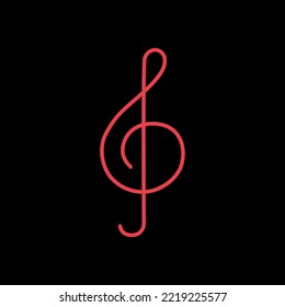 Treble clef vector on black background icon. Music sign. Graph symbol for music and sound web site and apps design, logo, app, UI