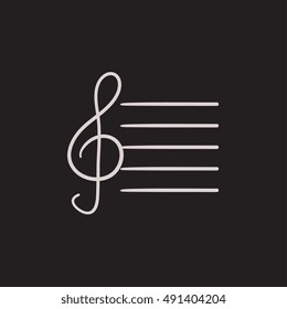 Treble clef vector sketch icon isolated on background. Hand drawn Treble clef icon. Treble clef sketch icon for infographic, website or app.