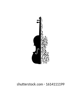 Treble clef and violin icon vector