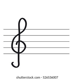 Treble clef and warp on white background.Vector Illustration.
