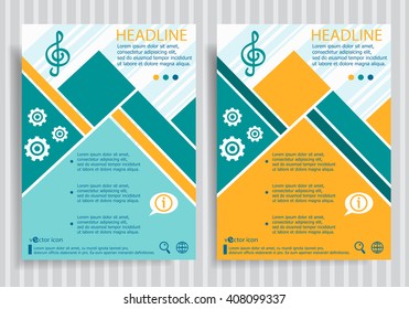 Treble clef web symbol on vector brochure flyer design layout template. Business modern template