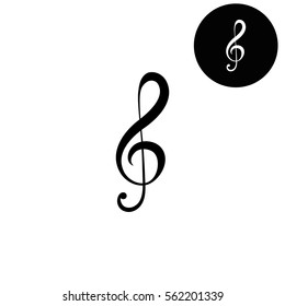 treble clef  - white vector icon