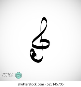 Treble clef.Vector icon