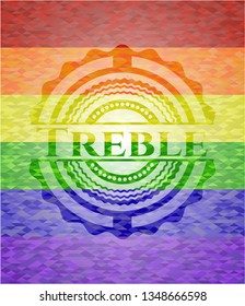 Treble emblem on mosaic background with the colors of the LGBT flag
