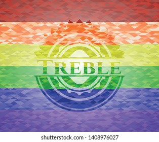Treble emblem on mosaic background with the colors of the LGBT flag