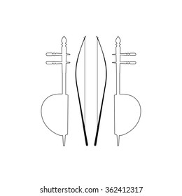 Treble fiddle or soprano Sounded string Thai music instrument (with country borders), Eps10 vector format