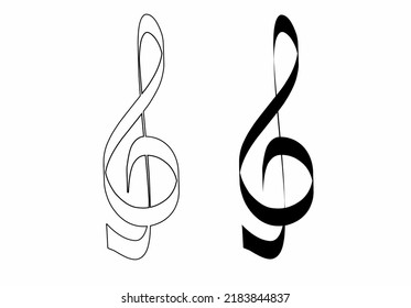 Treble G Clef Icon Set Isolated On White Background