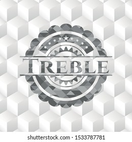 Treble grey badge with geometric cube white background