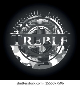 Treble grey camouflage emblem. Vector Illustration.