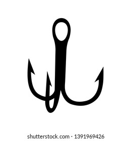Treble Hook Fishing icon vector silhouette isolated