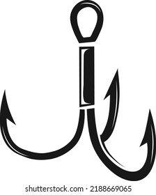 Treble hook icon. Black fishing tool symbol