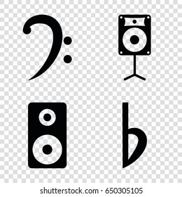 Treble icons set. set of 4 treble filled icons such as bass clef, bemol