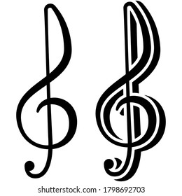 Treble key vector icon isolated on a white background.