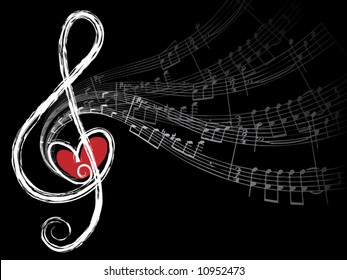 treble love and music notes (vector) - illustration