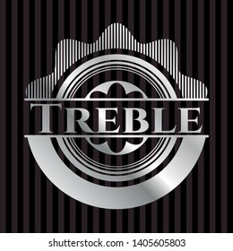 Treble silver emblem. Vector Illustration. Mosaic.
