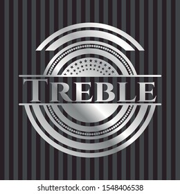 Treble silvery shiny badge. Vector Illustration. Mosaic.