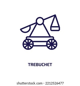 trebuchet icon from cultures collection. Thin linear trebuchet, castle, radio outline icon isolated on white background. Line vector trebuchet sign, symbol for web and mobile