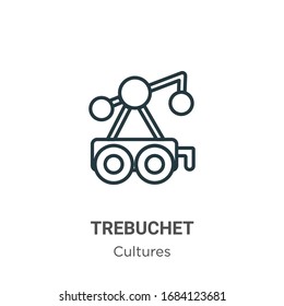 Trebuchet outline vector icon. Thin line black trebuchet icon, flat vector simple element illustration from editable cultures concept isolated stroke on white background