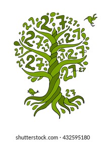 Tree 27 with roots for your design.  Vector illustration