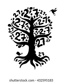 Tree 27 with roots for your design.  Vector illustration