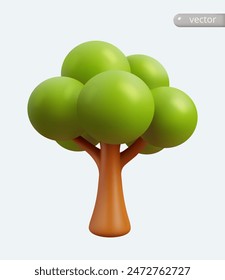 Tree in 3d cartoon style. Realistic design element. Vector image