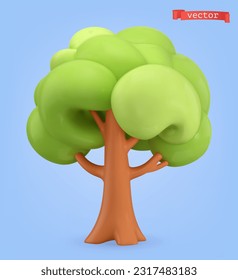 Icono del vector de dibujos animados 3d de árbol