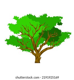 Tree With A 3d Styled Trunk Isolated On A White Background Suitable For Animation Designs,illustration Templates And Complementary Objects.